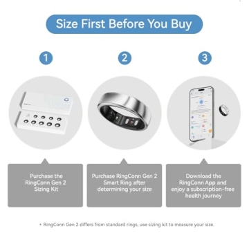 RingConn Gen 2 Smart Ring - Advanced Sleep Apnea, Health Tracker, Waterproof, No Subscription, 12-Da...