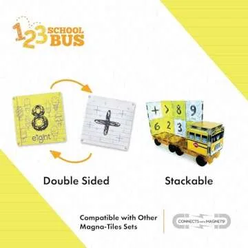 CreateOn Magna-Tiles School Bus Magnet Tiles Set for Kids