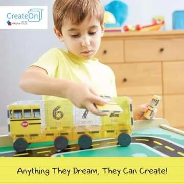 CreateOn Magna-Tiles School Bus Magnet Tiles Set for Kids