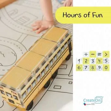 CreateOn Magna-Tiles School Bus Magnet Tiles Set for Kids