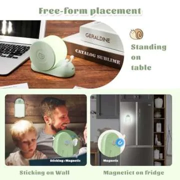 QANYI Snail Night Light, Green Cozy Snail Shape Cute Desk Lamp with Magnetic for Bedroom Kitchen, Ae...