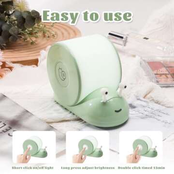 QANYI Snail Night Light, Green Cozy Snail Shape Cute Desk Lamp with Magnetic for Bedroom Kitchen, Aesthetic Vine Plant Room Decor with Gifts Ideals for Teens Tween Teenage Girls Women