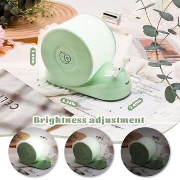 QANYI Snail Night Light, Green Cozy Snail Shape Cute Desk Lamp with Magnetic for Bedroom Kitchen, Aesthetic Vine Plant Room Decor with Gifts Ideals for Teens Tween Teenage Girls Women