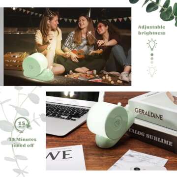 QANYI Snail Night Light, Green Cozy Snail Shape Cute Desk Lamp with Magnetic for Bedroom Kitchen, Aesthetic Vine Plant Room Decor with Gifts Ideals for Teens Tween Teenage Girls Women