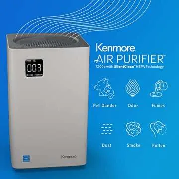 Kenmore PM2010 Air Purifiers with H13 True HEPA Filter, Covers Up to 1200 Sq.Foot, 24db SilentClean ...