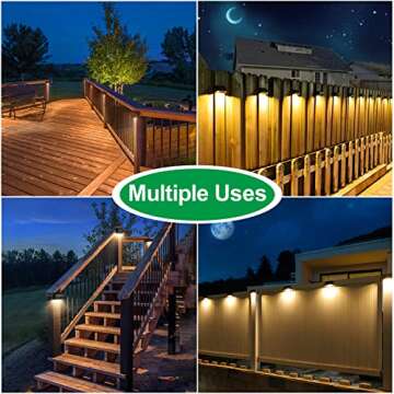 JOFIOS Solar Fence Lights, 8Modes Warm White, Cool White and RGB, Lights Outdoor Waterproof, Solar P...