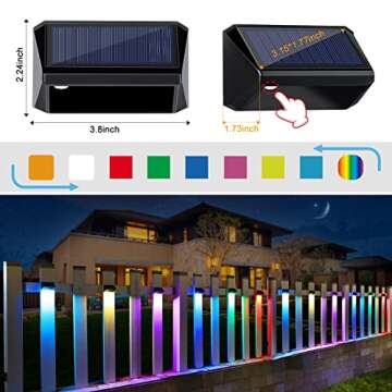 JOFIOS Solar Fence Lights, 8Modes Warm White, Cool White and RGB, Lights Outdoor Waterproof, Solar Power Deck Lights Perfect for Patio, Yard, Wall, Fence, Step. (6pack)