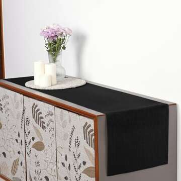 D'Moksha Linen Table Runner 14x72 Inch Black - 100% Pure Linen