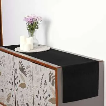 D'Moksha Linen Table Runner 14x72 Inch Black - 100% Pure Linen