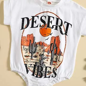 Kupretty Baby Girl Summer Clothes Bubble Oversized Romper T Shirt Tops Short Sleeve Graphic Bodysuit Boho Infant Clothing (A White, 3-6 Months)