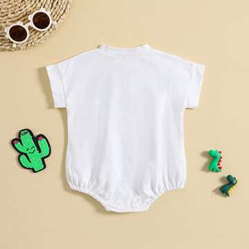 Kupretty Baby Girl Summer Clothes Bubble Oversized Romper T Shirt Tops Short Sleeve Graphic Bodysuit Boho Infant Clothing (A White, 3-6 Months)