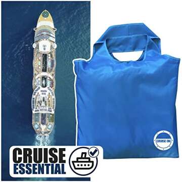 Cruise On Collapsible Travel Tote Bag, Large, Lightweight, Waterproof Nylon for Cruise, Beach, Shopp...