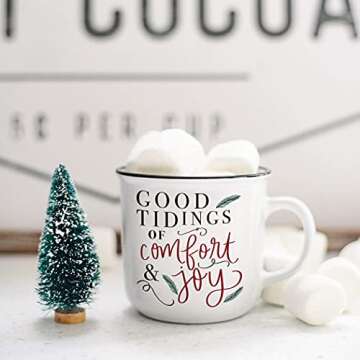 Sweet Water Decor Good Tidings Christmas Coffee Mug | 16oz Campfire Style Ceramic Mug | Seasonal Christmas Mugs for Women, Coworkers, & Hot Chocolate