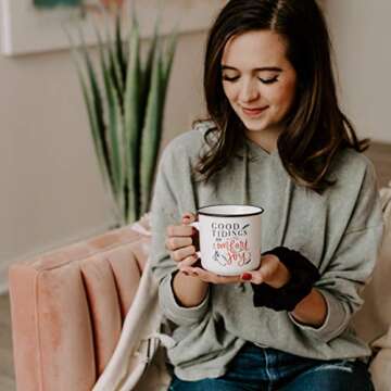 Sweet Water Decor Good Tidings Christmas Coffee Mug | 16oz Campfire Style Ceramic Mug | Seasonal Christmas Mugs for Women, Coworkers, & Hot Chocolate