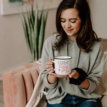 Sweet Water Decor Good Tidings Christmas Coffee Mug | 16oz Campfire Style Ceramic Mug | Seasonal Christmas Mugs for Women, Coworkers, & Hot Chocolate