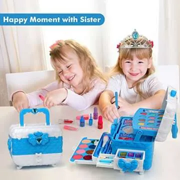 Kids Makeup Kit Toys for Girls, Teensymic Girl Toys 60PCS Real Washable Makeup Little Girls Princess Gifts Play Make Up Kids Toys Makeup Vanities for Girls Age 3-12 Year Old Birthday
