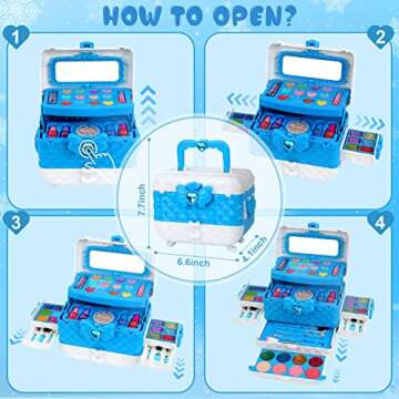 Kids Makeup Kit Toys for Girls, Teensymic Girl Toys 60PCS Real Washable Makeup Little Girls Princess Gifts Play Make Up Kids Toys Makeup Vanities for Girls Age 3-12 Year Old Birthday