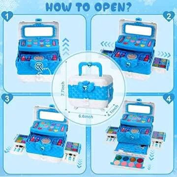 Kids Makeup Kit Toys for Girls, Teensymic Girl Toys 60PCS Real Washable Makeup Little Girls Princess Gifts Play Make Up Kids Toys Makeup Vanities for Girls Age 3-12 Year Old Birthday