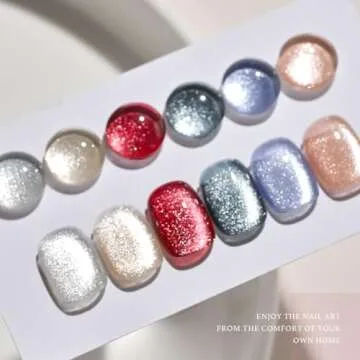 GAOY Glitter Cat Eye Gel Polish Set - 6 Colors Included