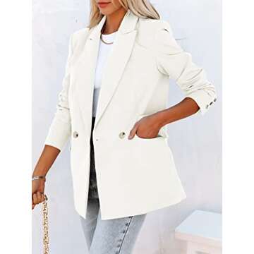 ANRABESS Women Long Sleeves Buttons Open Front Casual Fashion Oversized Lightweight Blazer Jackets Suits with Pockets 692baise-M White