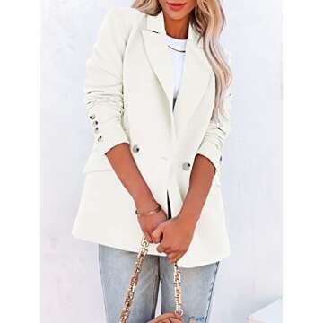 ANRABESS Women Long Sleeves Buttons Open Front Casual Fashion Oversized Lightweight Blazer Jackets Suits with Pockets 692baise-M White