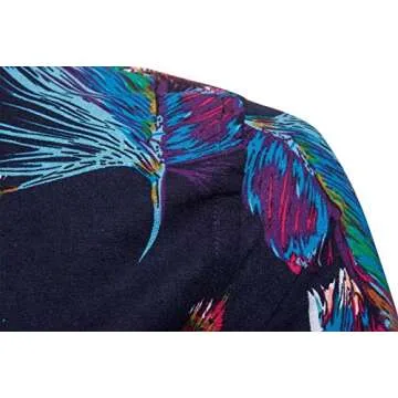 EMAOR Men's Long Sleeve Button Down Floral Dress Shirt Tops, CS 54, US Large(Slim Fit) = Tag 4XL