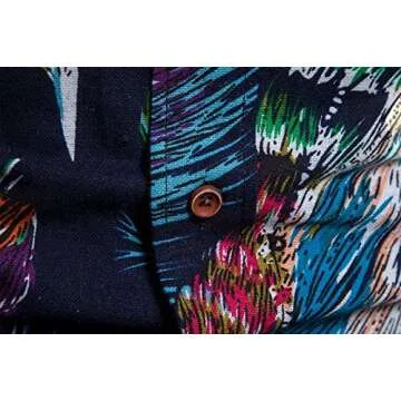 EMAOR Men's Long Sleeve Button Down Floral Dress Shirt Tops, CS 54, US Large(Slim Fit) = Tag 4XL