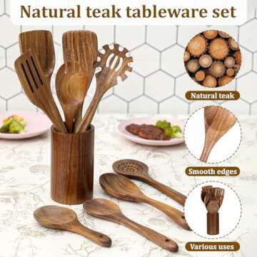 10PCS Wooden Kitchen Utensils Set for Every Cook