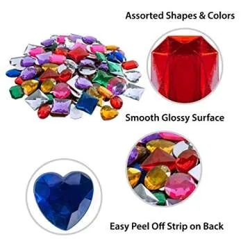 Colorful Stick-On Gems for Crafts & Party Decorations