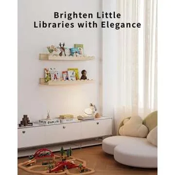 Nursery Book Shelves, 4-Pack Wood Floating Shelves for Wall Kids, Scalloped Shelves, Wall Book Shelves for Bedroom Kids, Toddler Room, Baby Room, Nursery Decor(Wood, 16.5 Inches)