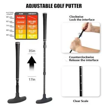 Adjustable Mini Golf Putter Set with 8 Golf Balls, Two Way Golf Putters for Men Women Right/Left Handed, Mini Club Set Golf Gifts for Kids, Teens, Adults
