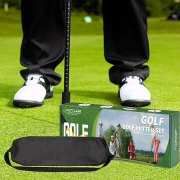 Adjustable Mini Golf Putter Set with 8 Golf Balls, Two Way Golf Putters for Men Women Right/Left Handed, Mini Club Set Golf Gifts for Kids, Teens, Adults