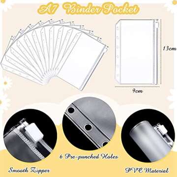 40 Pieces Cash Envelopes Budget Sheets Expense Tracker Sheets A7 Binder Pockets Binder Zipper Folders Money Organizer for Cash Binder Budget Envelopes System