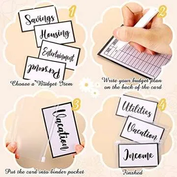 40 Pieces Cash Envelopes Budget Sheets Expense Tracker Sheets A7 Binder Pockets Binder Zipper Folders Money Organizer for Cash Binder Budget Envelopes System