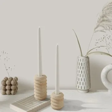 WORHE Natural Travertine Marble Candle Holders Set of 2