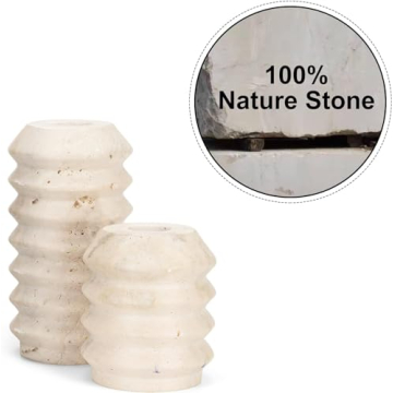 WORHE Natural Travertine Marble Candle Holders Set of 2
