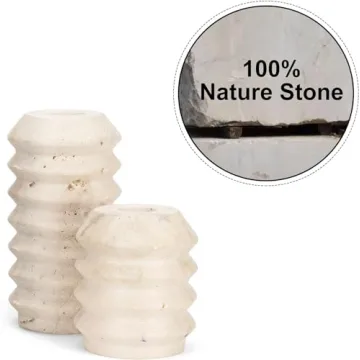 WORHE Natural Travertine Marble Candle Holders Set of 2
