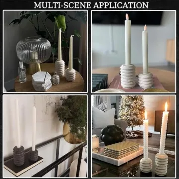 WORHE Natural Travertine Marble Candle Holders Set of 2