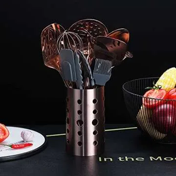 Copper Kitchen Utensils Set,13 Pieces Stainless Steel Cooking Utensils Set With Titanium Rose Gold P...
