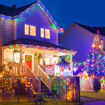 Kwaiffeo Christmas Tree Lights, 100FT 300LED Multi Colored Christmas Lights, 8 Modes Connectable Colored Lights for Xmas Halloween Decorations Outdoor Indoor, Twinkle Lights for Christmas Tree