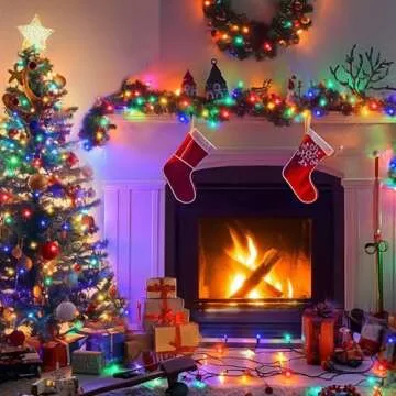 Kwaiffeo Christmas Tree Lights, 100FT 300LED Multi Colored Christmas Lights, 8 Modes Connectable Colored Lights for Xmas Halloween Decorations Outdoor Indoor, Twinkle Lights for Christmas Tree