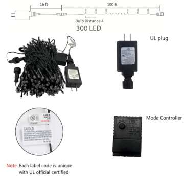 Kwaiffeo Christmas Tree Lights, 100FT 300LED Multi Colored Christmas Lights, 8 Modes Connectable Colored Lights for Xmas Halloween Decorations Outdoor Indoor, Twinkle Lights for Christmas Tree