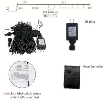 Kwaiffeo Christmas Tree Lights, 100FT 300LED Multi Colored Christmas Lights, 8 Modes Connectable Colored Lights for Xmas Halloween Decorations Outdoor Indoor, Twinkle Lights for Christmas Tree