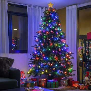 Kwaiffeo Christmas Tree Lights, 100FT 300LED Multi Colored Christmas Lights, 8 Modes Connectable Colored Lights for Xmas Halloween Decorations Outdoor Indoor, Twinkle Lights for Christmas Tree