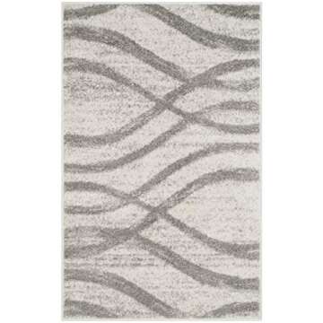 SAFAVIEH Adirondack Collection Accent Rug - 4' x 6', Cream & Grey, Modern Wave Distressed Design, No...