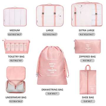 Mossio Packing Cubes for Travel - 8 Set Storage Solution