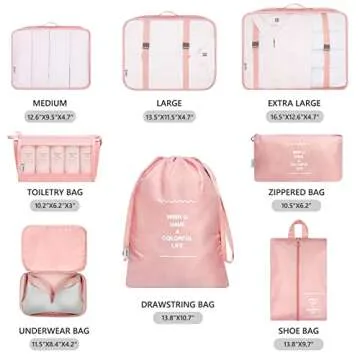 Mossio Packing Cubes for Travel - 8 Set Storage Solution