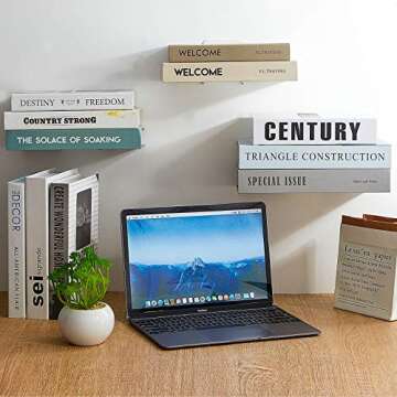 Jetec 6 Pieces Floating Bookshelf Iron Floating Shelves Invisible Wall Mounted Bookshelf Multipurpose Wall Shelves for Home Office Classroom Library (White)