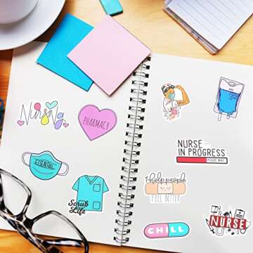 50PCS Nursing Stickers, Medical Stickers Vinyl Nursing Student Stickers Funny Nurse Stickers for Water Bottles Nursing Appreciation Planner Gifts Healthcare Worker Therapy Accessories