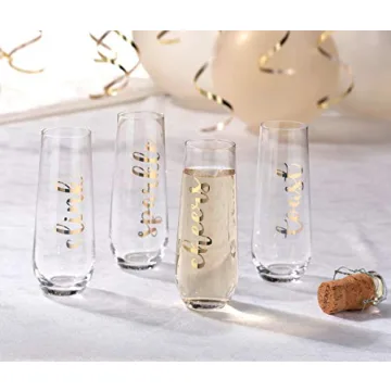 Stylish Lillian Rose Gold Stemless Champagne Glass Set of 4